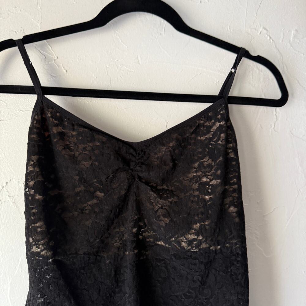 Y2K Cookie Cami Black Lace Sheer Whimsigoth‎ Lingerie Tank Top Large